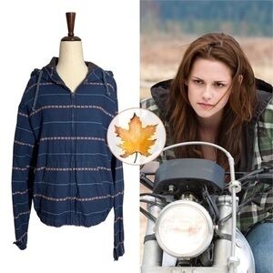 Burkman Bros • Southwestern Striped Cotton Windbreaker Navy S ASO Bella Swan Alt